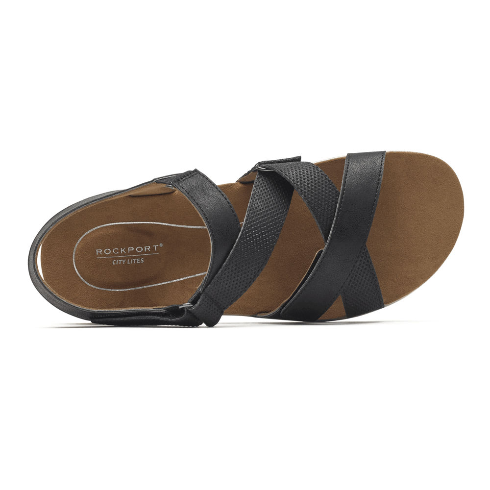 Rockport Singapore Womens Sandals - Eileen X-Strap Black - JP0621798